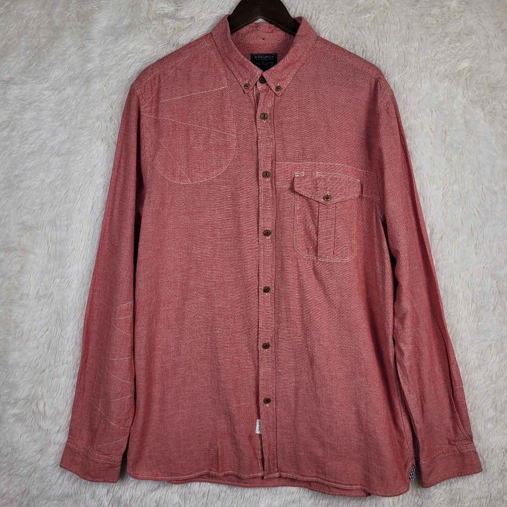 Woolrich Mens XL Faded Red‎ Long Sleeve Button Up Western